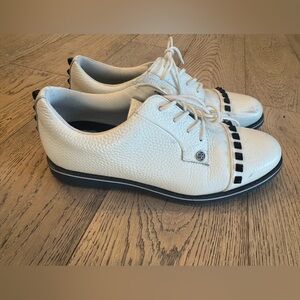 G/Fore Womens Gallivanter Pebble Leather Stud Cap Toe Golf Shoe White Size 8
